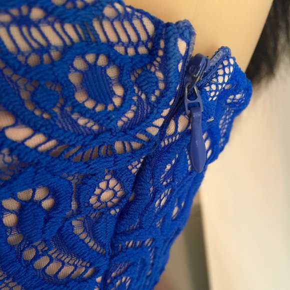 Striking Blue Strapless Dress - Picture 5 of 11